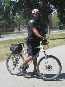 Police officer told us he was on "bikini patrol" and that he loved his job.