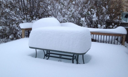 snow on bench