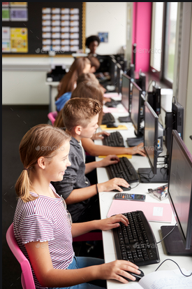 students at computer screens